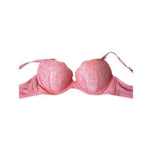 Victoria's Secret bra SZ 36C lace push up underwire padded pink Sexy